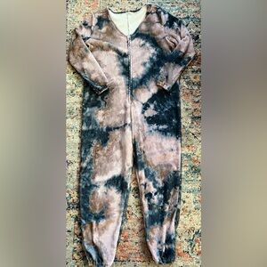 Natural Life Fleece Tie-Dye Jumpsuit Size Small
